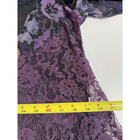 Studio VK Top Sz M Silk Blend Burnout Lace Kimono Whimsigoth Purple Artsy Asian - Picture 8 of 12